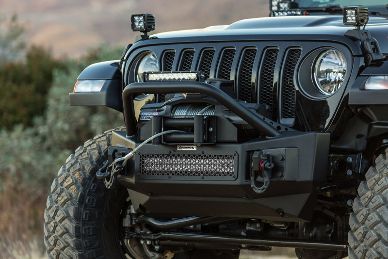 Load image into Gallery viewer, Go Rhino 07-20 Jeep Wrangler JL/JLU/JK/JKU/Gladiator JT Rockline Front Stubby Bumper w/ Overrider
