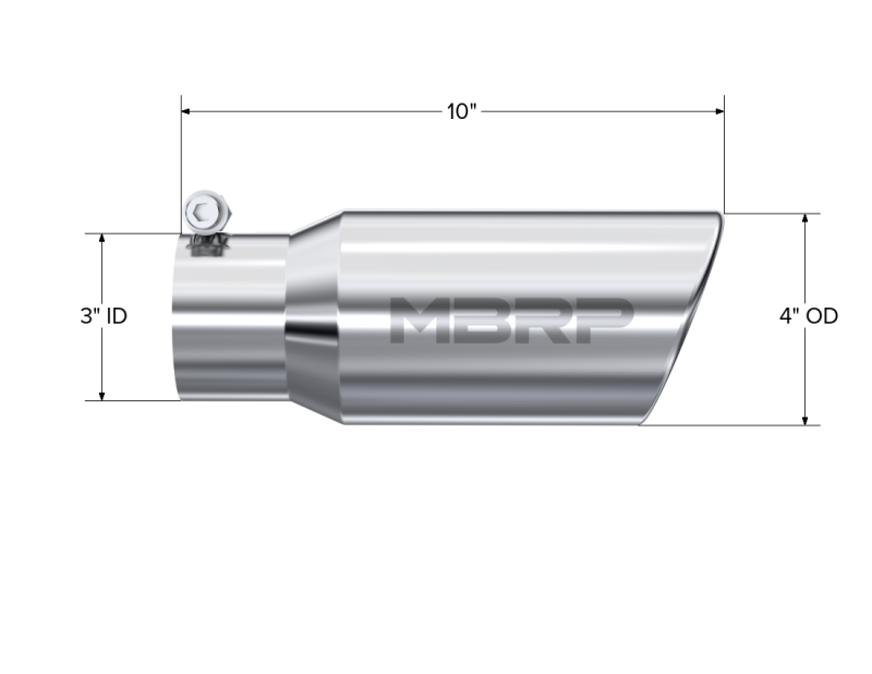 Load image into Gallery viewer, MBRP Universal Tip 4in OD 3in Inlet 10in Length Angled Rolled End T304
