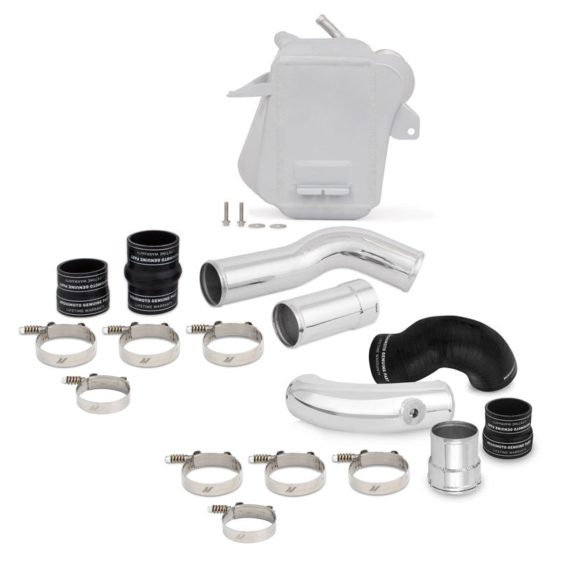 Load image into Gallery viewer, Mishimoto 11-16 Ford 6.7L Powerstroke Air-To-Water Intercooler Kit - Wrinkle Silverw/ Polished Pipes
