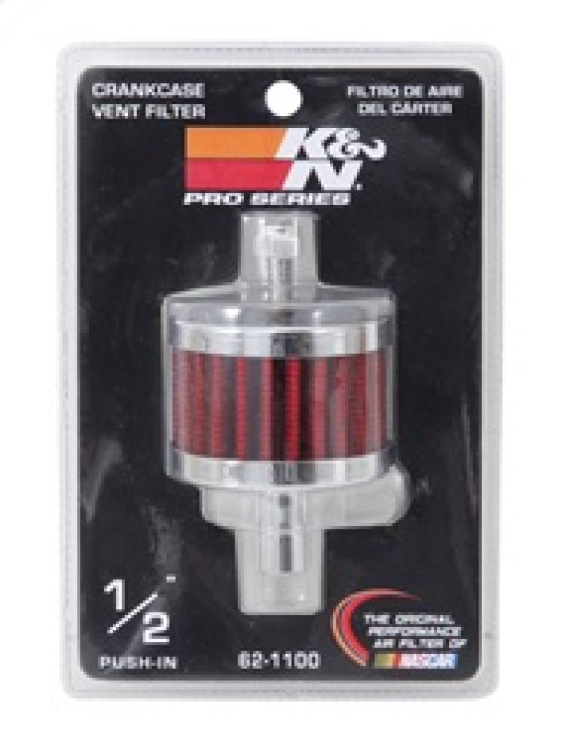 Load image into Gallery viewer, K&amp;N Steel Base Crankcase Vent Filter 0.5in Vent OD x 2in OD x 1.5in Height
