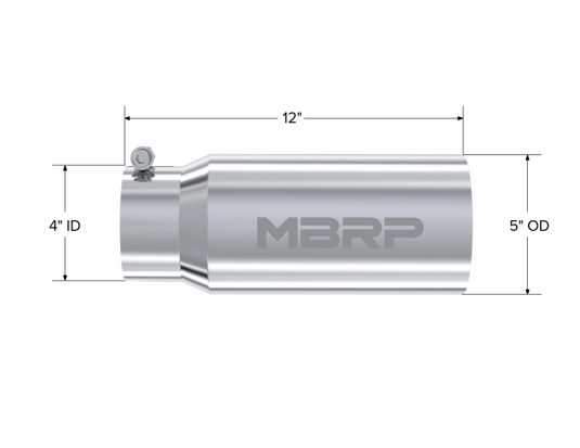 MBRP Universal Tip 5 O.D. Dual Wall Straight 4 inlet 12 length