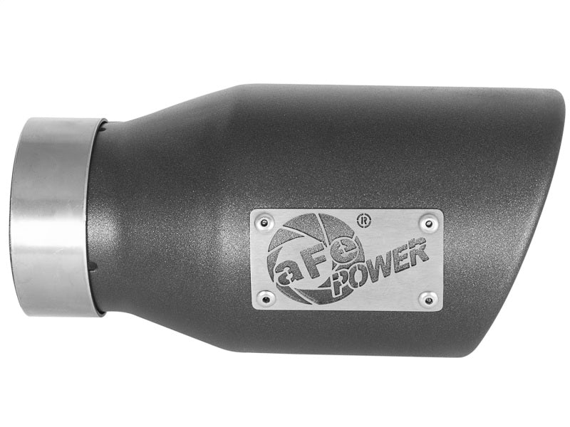 Load image into Gallery viewer, aFe MACH Force-Xp 3in 304 SS Metallic Black Exhaust Tip 3in In x 4-1/2in Out x 9in L Bolt-On Left
