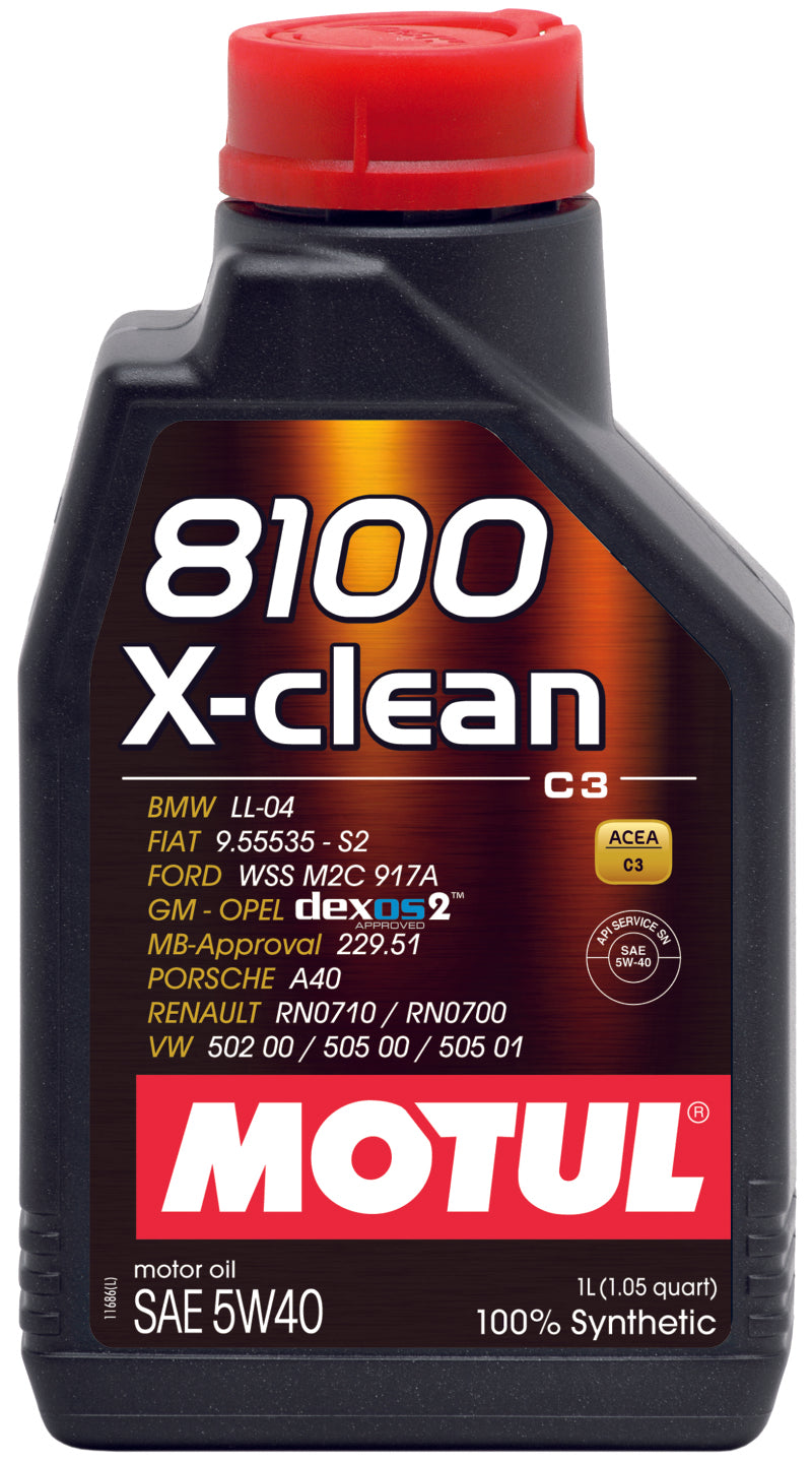 Load image into Gallery viewer, Motul 1L Synthetic Engine Oil 8100 5W40 X-CLEAN C3 -505 01-502 00-505 00-LL04
