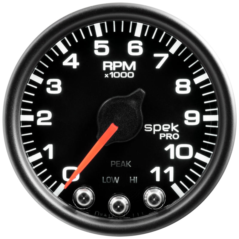 Load image into Gallery viewer, Autometer Spek-Pro Gauge Tach 2 1/16in 11K Rpm W/ Shift Light &amp; Peak Mem Blk/Blk
