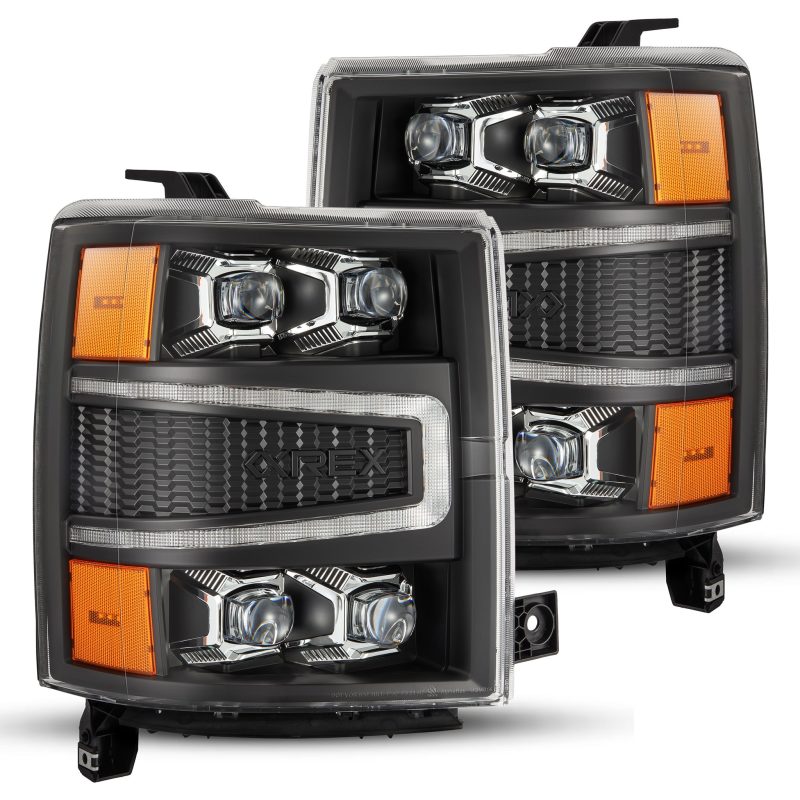 Load image into Gallery viewer, AlphaRex 04-15 Chevy 1500HD NOVA-Series LED Proj Headlights Black w/Activ Light/Seq Signal &amp; SB DRL
