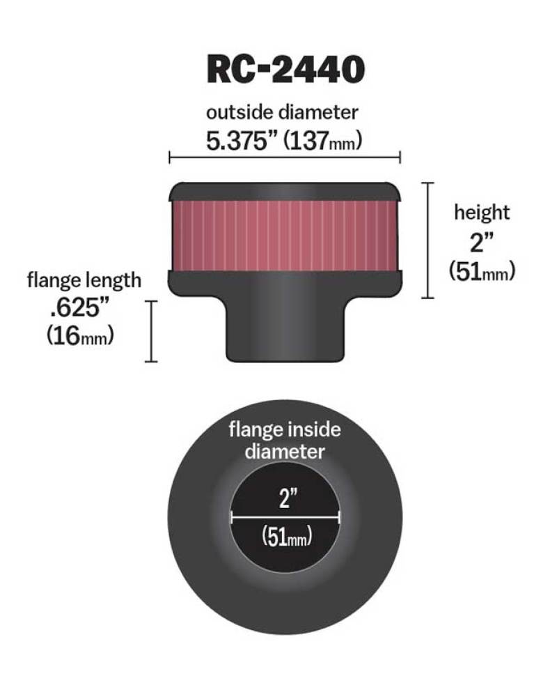 Load image into Gallery viewer, K&amp;N Universal Round Clamp-On Air Filter 2in. Flange / 5-3/8in. OD / 2in. Height
