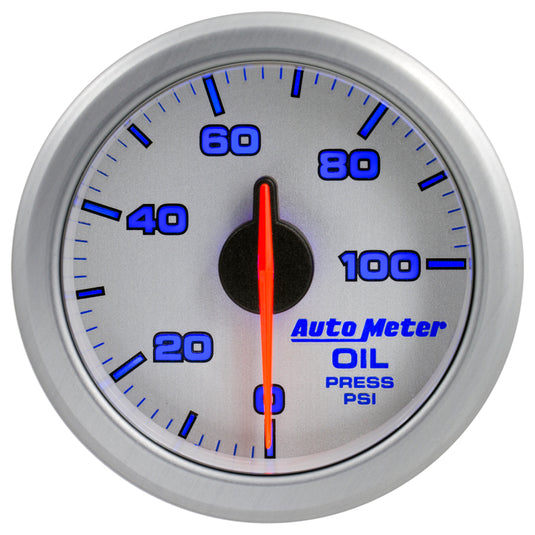 Autometer Airdrive 2-1/6in Oil Pressure Gauge 0-100 PSI - Silver