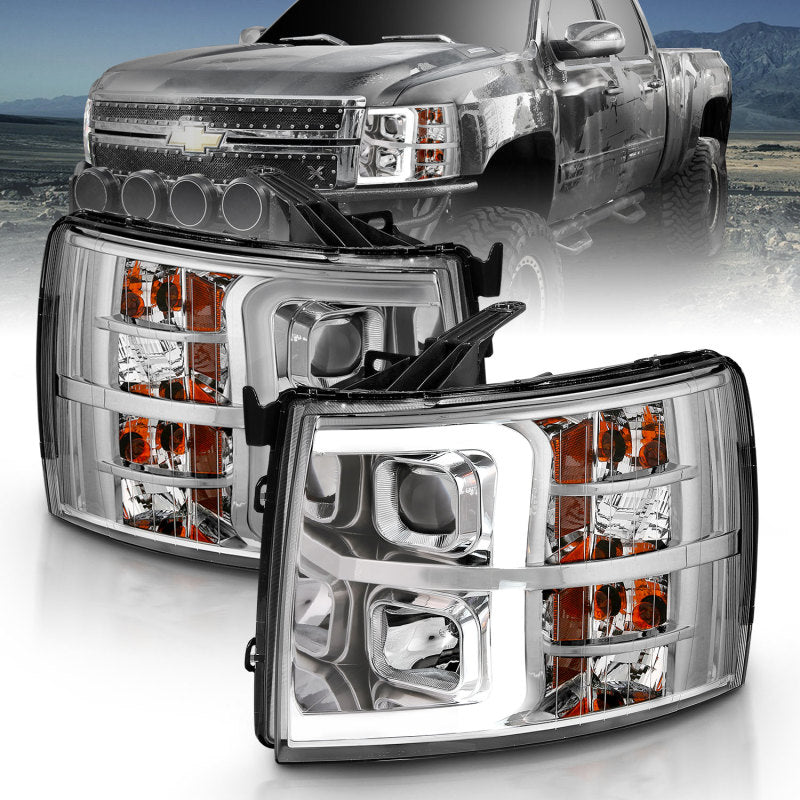 Load image into Gallery viewer, ANZO 2007-2013 Chevy Silverado 1500 Projector Plank Style Chrome Amber
