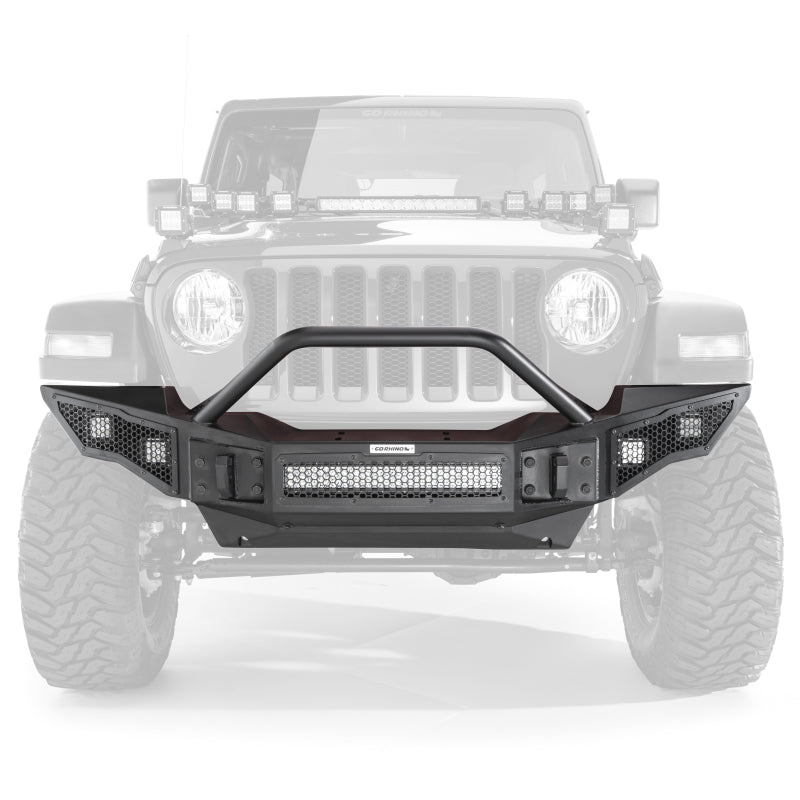Load image into Gallery viewer, Go Rhino 07-20 Jeep Wrangler JL/JLU/JK/JKU/Gladiator JT Rockline Full Width Bumper w/ Overrider
