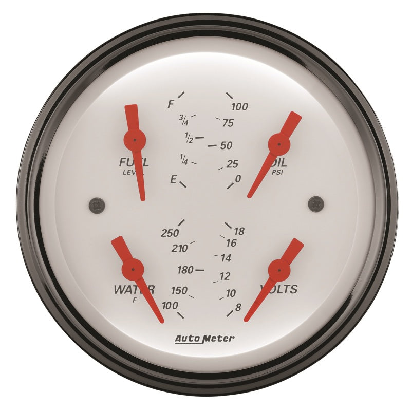 Load image into Gallery viewer, AutoMeter Gauge Quad 3-3/8in. 0 Ohm(e) to 90 Ohm(f)Elec Arctic White
