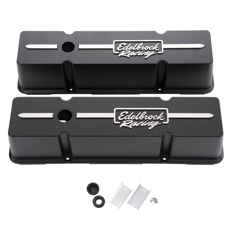 Load image into Gallery viewer, Edelbrock Valve Cover Racing Series Chevrolet 1959-1986 262-400 CI V8 Tall Black
