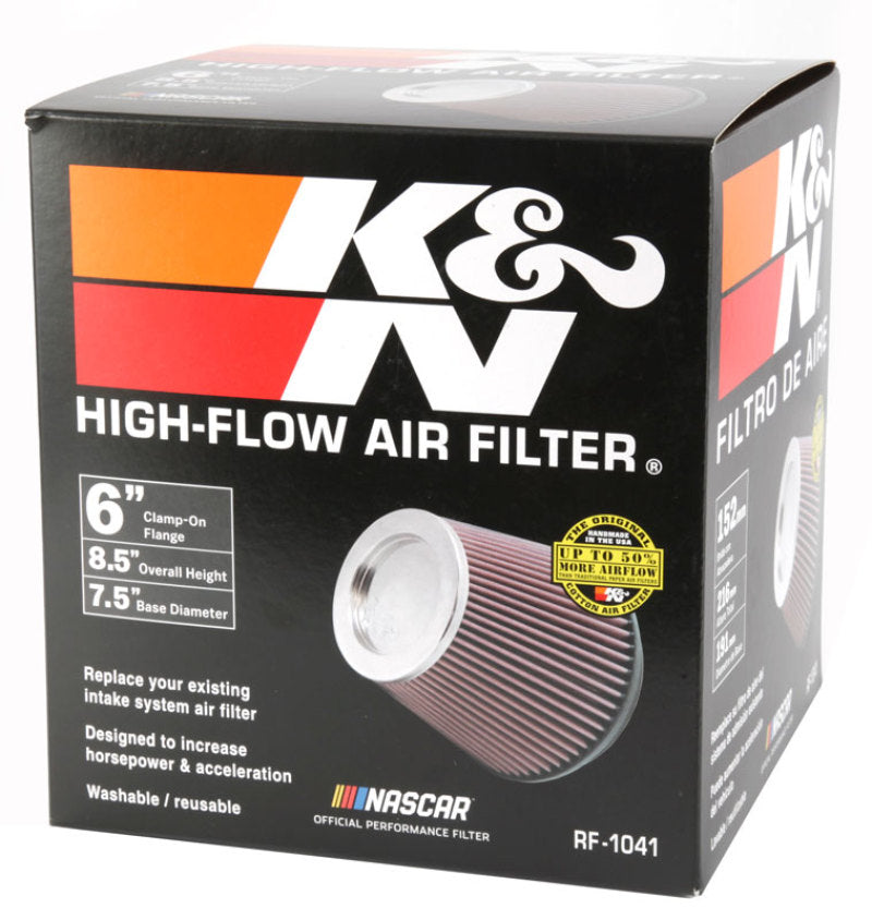 Load image into Gallery viewer, K&amp;N Round Tapered Universal Air Filter 6 inch Flange 7 1/2 inch Base 5 inch Top 7 1/2 inch Height
