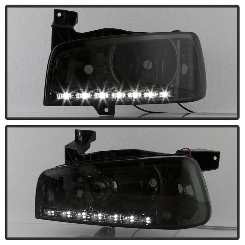 Load image into Gallery viewer, Xtune Dodge Charger 06-10 1Pc LED Crystal Headlights Smoke HD-ON-DCH05-1PC-LED-SM
