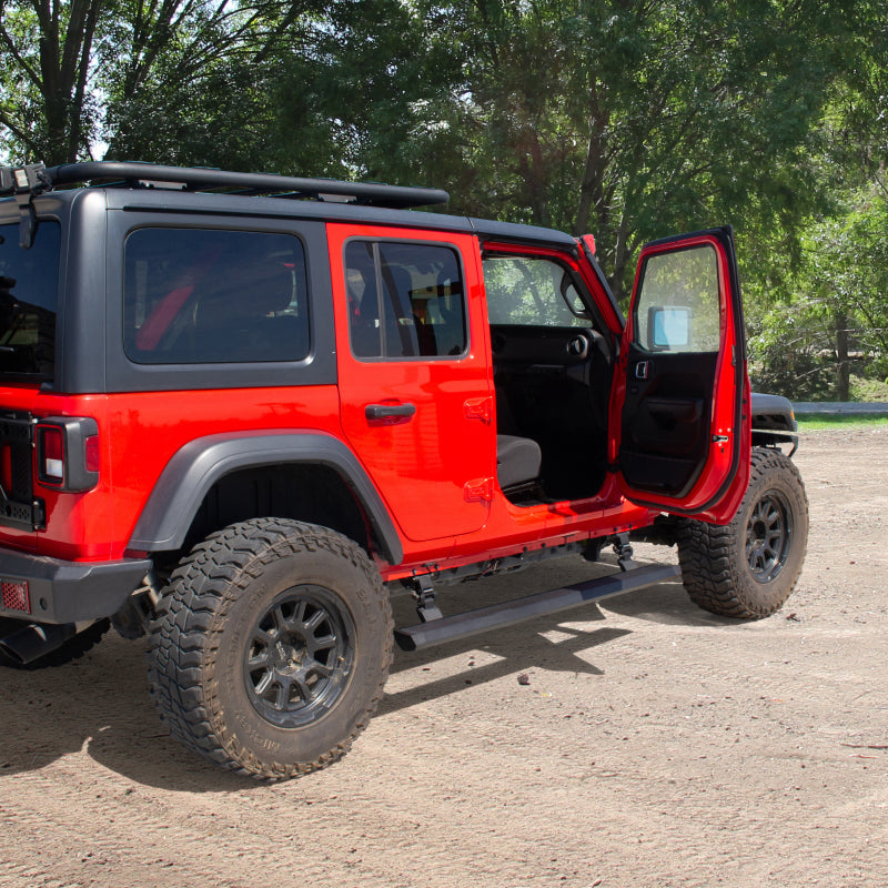 Load image into Gallery viewer, RealTruck 18-24 Jeep Wrangler 4dr VoltStep Electric Running Board Kit (Drilling Req.) - Tex. Blk

