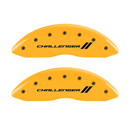 MGP 4 Caliper Covers Engraved F & R Stripes/Challenger Yellow Finish Black Char 2006 Dodge Charger