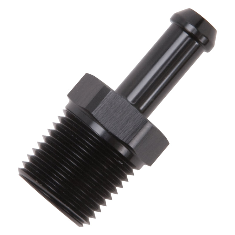 Load image into Gallery viewer, Edelbrock Hose Fittings Straight 1/2In NPT to 3/8In Barb Black Anodize
