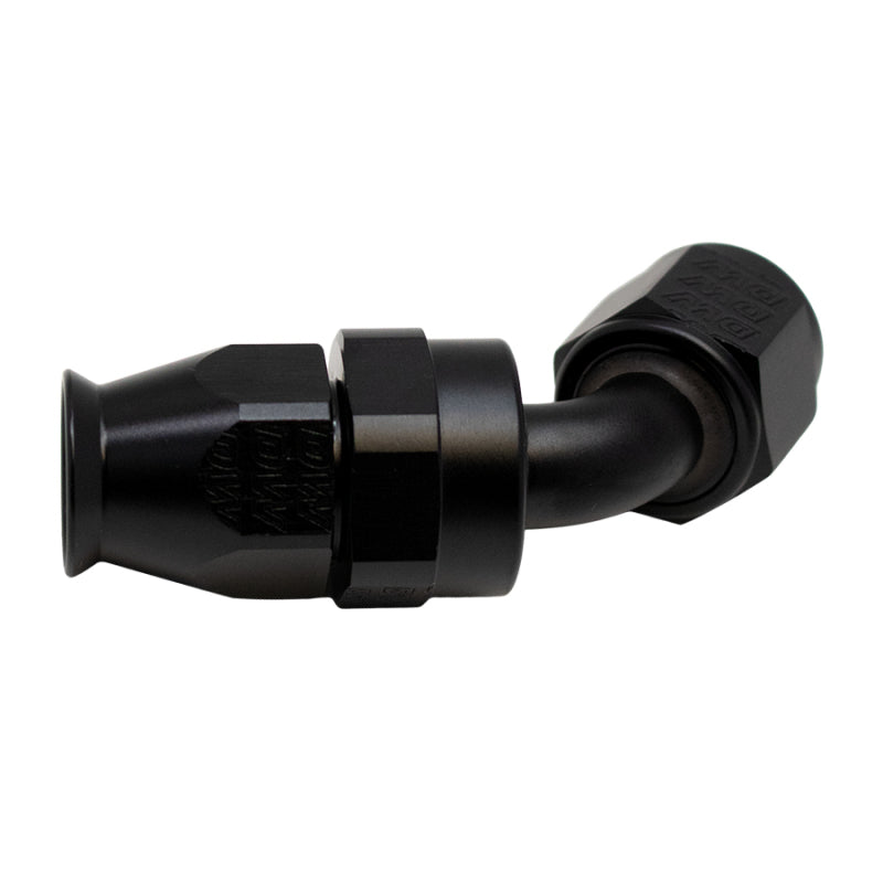 Load image into Gallery viewer, DeatschWerks 8 AN Female Flare Swivel 60-Degree Hose End PTFE - Anodized Matte Black
