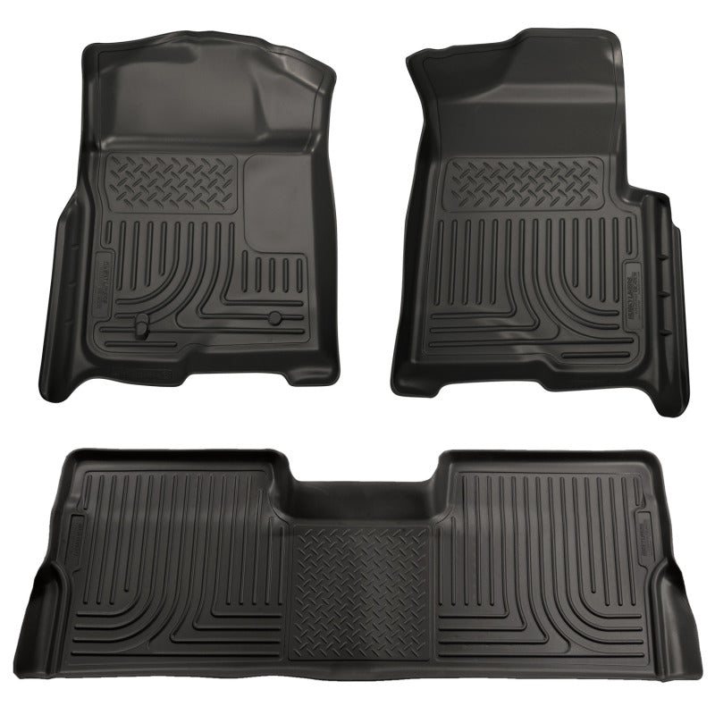 Load image into Gallery viewer, Husky Liners 08-10 Ford SD Crew Cab WeatherBeater Combo Black Floor Liners (w/o Manual Trans Case)
