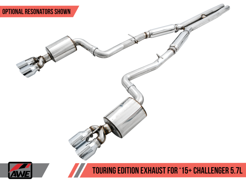Load image into Gallery viewer, AWE Tuning 2017+ Challenger 5.7L Touring Edition Exhaust - Non-Resonated - Chrome Silver Quad Tips
