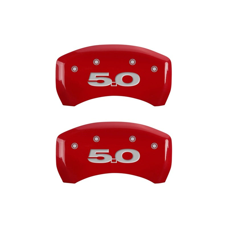 Load image into Gallery viewer, MGP Rear set 2 Caliper Covers Engraved Rear 50 Red finish silver ch
