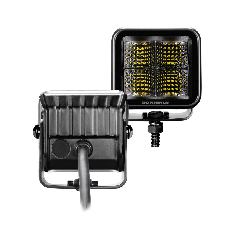 Load image into Gallery viewer, Go Rhino Xplor Blackout Series Cube LED Flood Light Kit (Surface/Threaded Stud Mnt) 2x2 - Blk (Pair)
