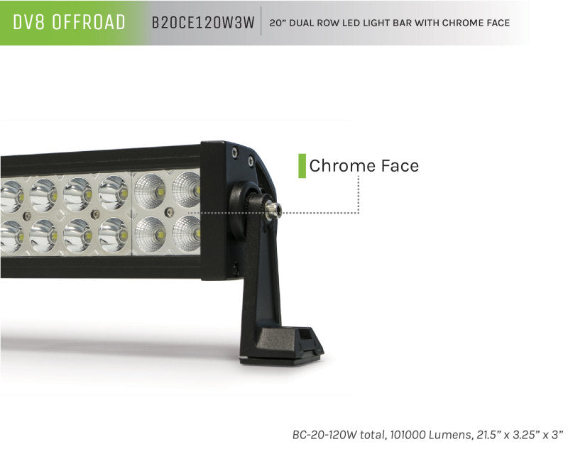 Load image into Gallery viewer, DV8 Offroad Chrome Series 20in Light Bar 120W Flood/Spot 3W LED

