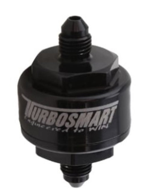 Turbosmart Billet Turbo Oil Feed Filter w/44 Micron Pleated Disc -4AN Male Inlet - Black