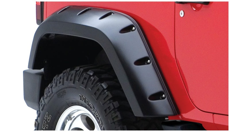 Load image into Gallery viewer, Bushwacker 07-18 Jeep Wrangler Max Pocket Style Flares 2pc Extended Coverage - Black
