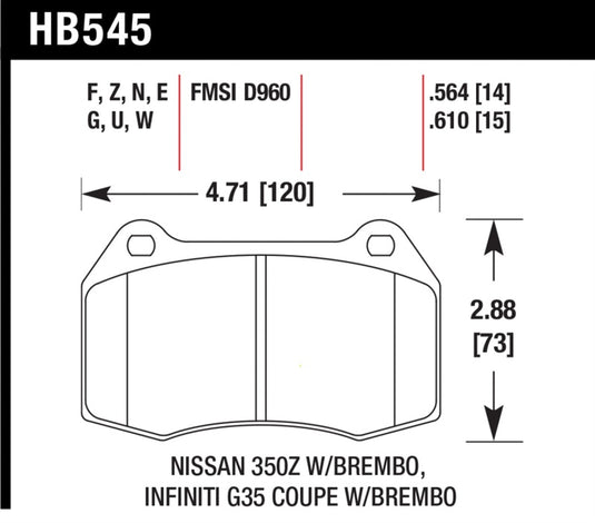 Hawk 04-09 Infiniti G35 3.5L Base Brembo Brakes OE Incl. Pin Clips Shims Front ER-1 Brake Pads