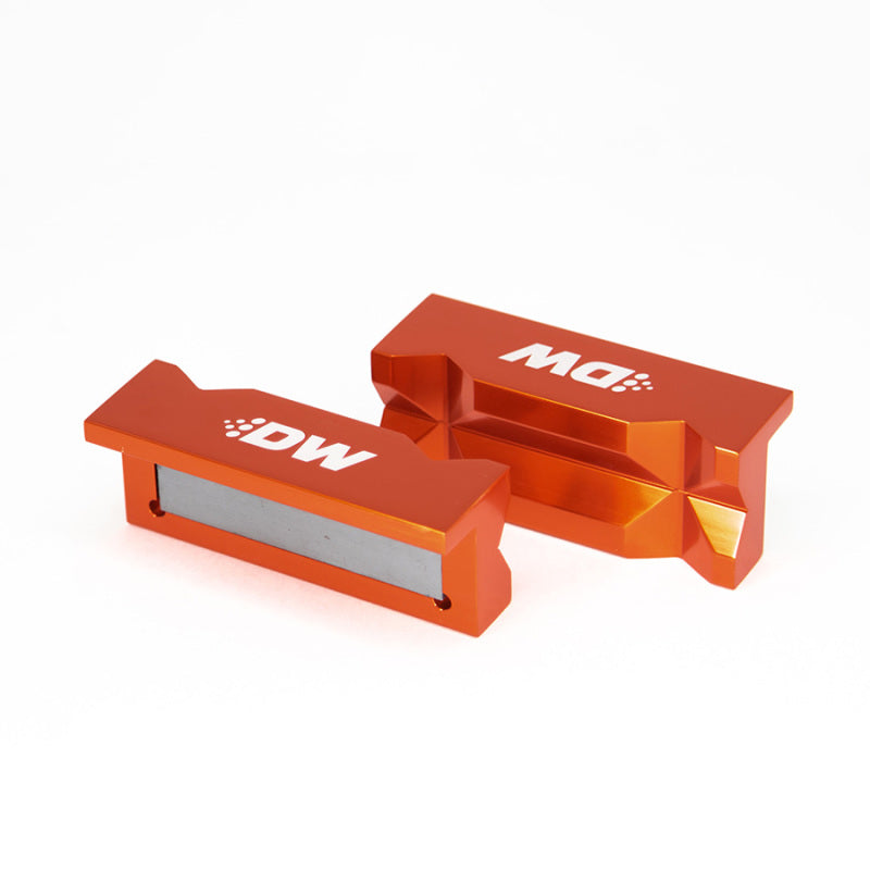 Load image into Gallery viewer, DeatschWerks 4in. Aluminum Soft Jaws w/ Magnet - Orange Anodized
