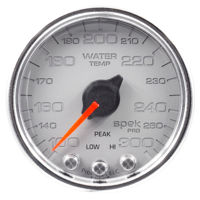 Load image into Gallery viewer, Autometer Spek-Pro Gauge Water Temp 2 1/16in 300f Stepper Motor W/Peak &amp; Warn Slvr/Chrm
