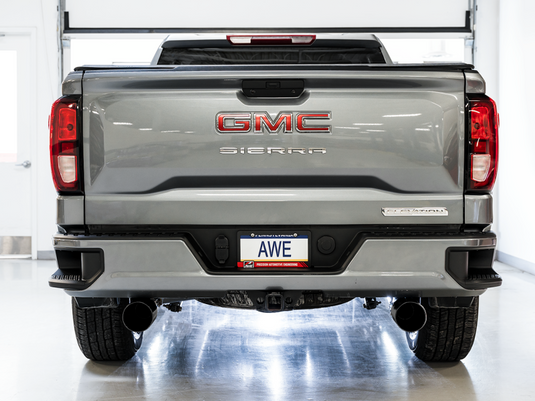 AWE Tuning 4th Gen GM 1500 5.3L 0FG Cat-Back Split Rear Exit (Flat Bumper) - Dual Diamond Tips