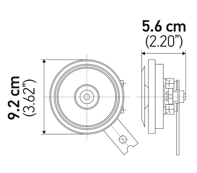 Load image into Gallery viewer, Hella Horn Bl Blk Disc Ht 92Mm 12V Univ
