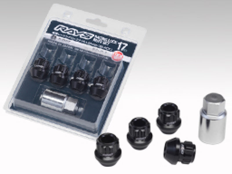 Load image into Gallery viewer, Rays 17 Hex Racing Nut Set L25 Short Type 12x1.25 - Black Chromate (16 Pieces)
