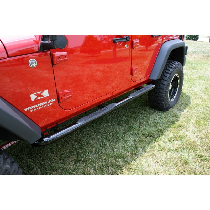 Load image into Gallery viewer, Rugged Ridge 3-In Round Side Steps Black 07-18 4-Door Jeep Wrangler

