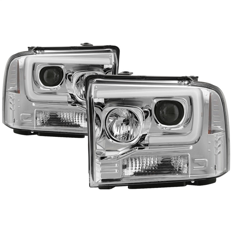 Load image into Gallery viewer, Spyder 05-07 Ford F250/350/450 SD Ver 2 Proj Headlights - Light Bar DRL - Black PRO-YD-FS05V2-LB-C
