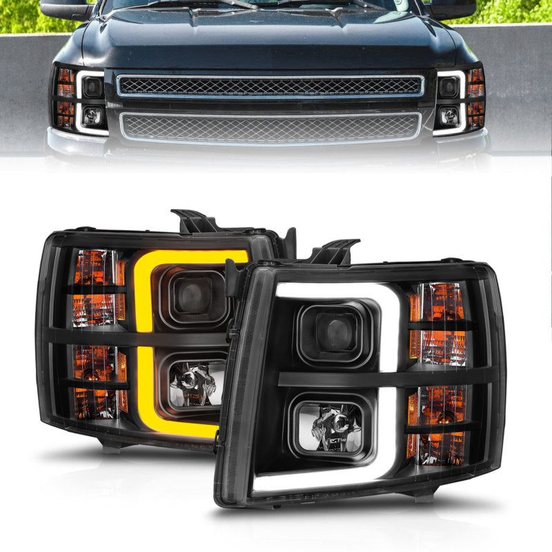 Load image into Gallery viewer, ANZO 2007-2013 Chevrolet Silverado 1500 Projector w/ Light Bar Black Housing w/ Sequential
