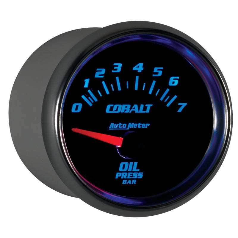 Load image into Gallery viewer, Autometer Cobalt 52mm 0-7 BAR Short Sweep Electric Oil Pressure Gauge
