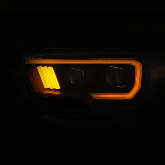 ANZO 2016-2017 Toyota Tacoma Projector Headlights w/ Plank Style Switchback Black w/ Amber