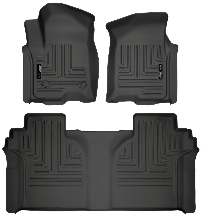 Load image into Gallery viewer, Husky Liners 19-23 Chevrolet Silverado 1500 Crew Cab WeatherBeater Blk Front &amp; 2nd Seat Floor Liners
