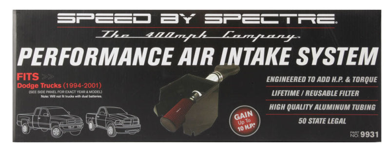 Load image into Gallery viewer, Spectre 94-01 Dodge RAM 1500/2500 V8-5.2/5.9L F/I Air Intake Kit - Polished w/Red Filter
