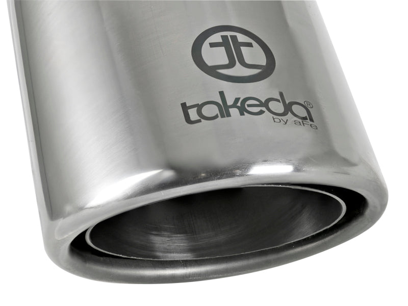 Load image into Gallery viewer, aFe Takeda 304 Stainless Steel Clamp-On Exhaust Tip 2.5in. Inlet / 4in. Outlet / 8in. L - Polished
