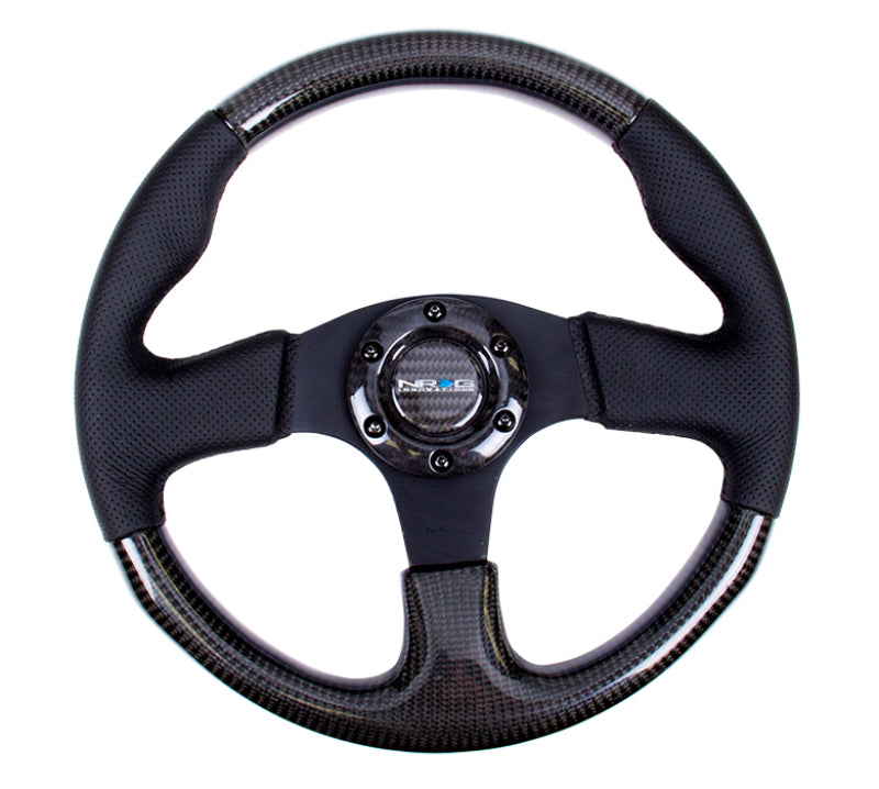 Load image into Gallery viewer, NRG Carbon Fiber Steering Wheel (315mm) Leather Trim w/Black Stitching
