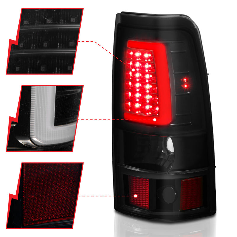 Load image into Gallery viewer, ANZO 1999-2002 Chevy Silverado 1500 LED Taillights Plank Style Black w/Smoke Lens
