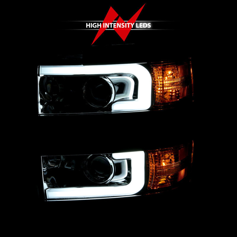 Load image into Gallery viewer, ANZO 2015-2016 Chevrolet Silverado Projector Headlights w/ Plank Style Design Chrome w/ Amber
