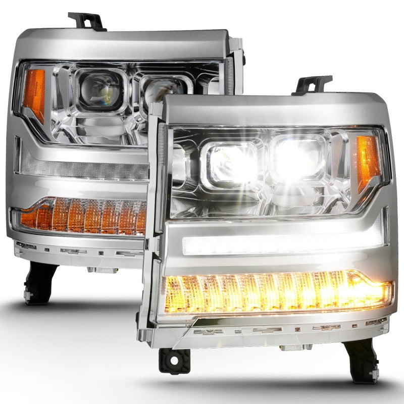 Load image into Gallery viewer, ANZO 14-15 GMC Sierra 1500/2500HD/3500HD Plank Style Projector Headlight - Chrome Housing
