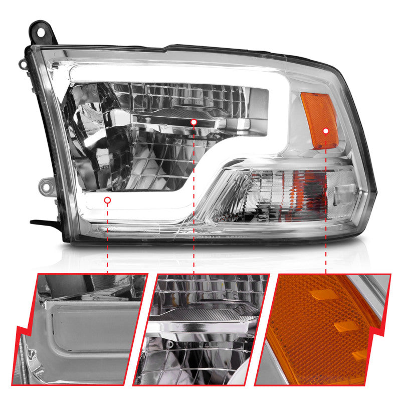 Load image into Gallery viewer, ANZO 2009-2020 Dodge Ram 1500 Full LED Square Projector Headlights w/ Chrome Housing Chrome Amber
