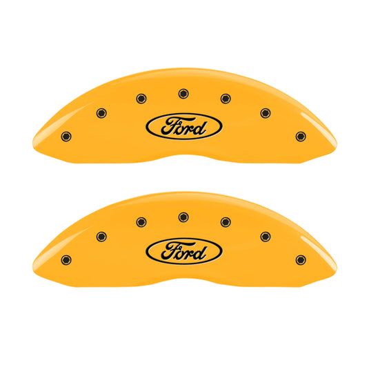 MGP 4 Caliper Covers Engraved Front & Rear Oval Logo/Ford Yellow Finish Black Char 2011 Ford F-150