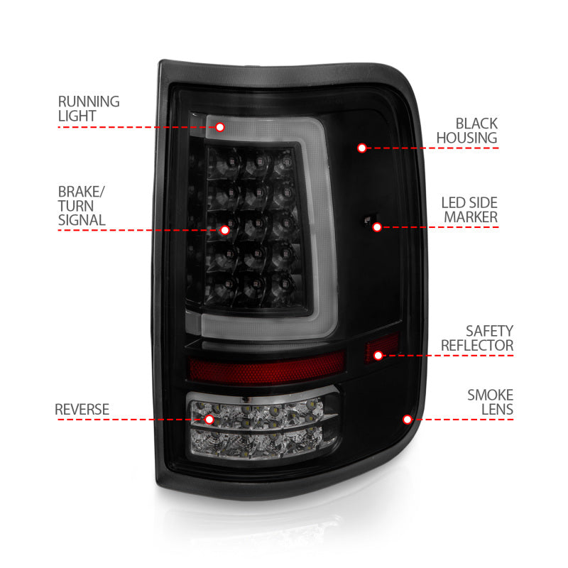 Load image into Gallery viewer, ANZO 2004-2006 Ford F-150 LED Tail Lights w/ Light Bar Black Housing Smoke Lens
