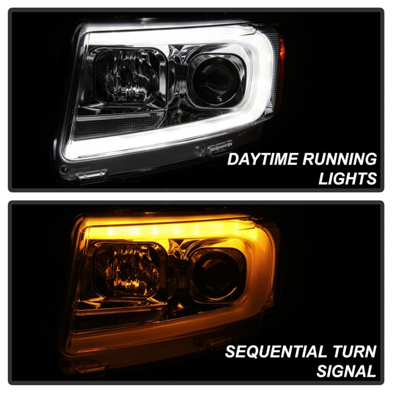 Load image into Gallery viewer, Spyder 11-13 Jeep Grand Cherokee - Light Bar Proj Headlights - Halo Model - Chro - PRO-YD-JGC11-LB-C
